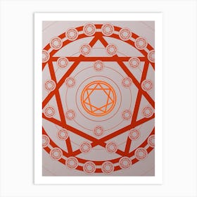 Geometric Abstract Glyph Circle Array in Tomato Red n.0029 Art Print