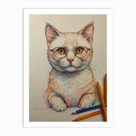 Cat With Glasses 5 Art Print