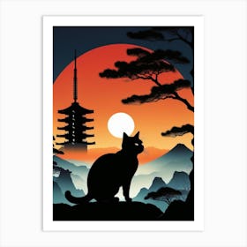 Japan Cat Art 19 Art Print