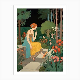 Woman In A Garden 2 Art Print