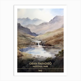 Gran Paradiso National Park Italy Watercolour 3 Art Print