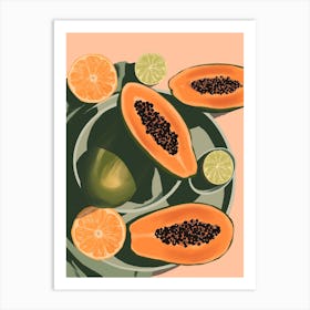 Papayas And Limes Art Print