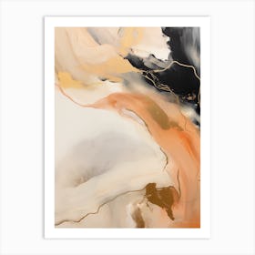 Charcoal And Orange Autumn Abstract Painting 5 Art Print