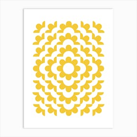 Midcentury Modern Abstract Geometric Flower Pattern Floral in Mustard Yellow Gold 2 Art Print