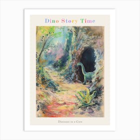 Dinosaur In A Cave Storybook Illustration 1 Poster Art Print