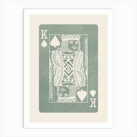 King Of Spades in Sage Green, College Art, Trendy Card Art, Preppy, y2k Art Print