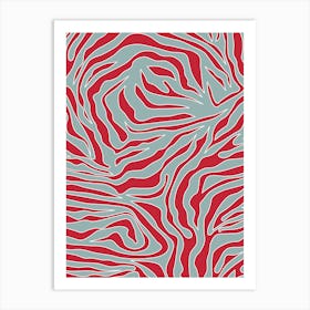 Zebra Stripes Mint And Red Art Print