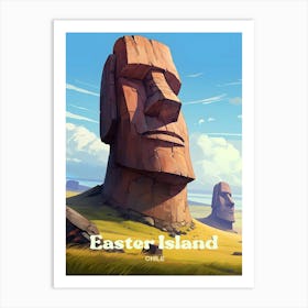 Easter Island Chile Moai Statue Modern Travel Art Art Print