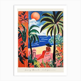 Poster Of Long Beach, California, Matisse And Rousseau Style 1 Art Print