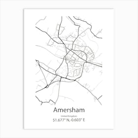 Amersham,United Kingdom Minimalist Map Art Print