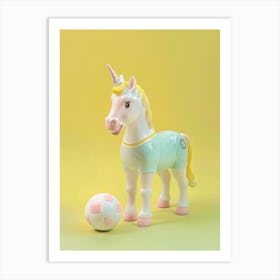 Pastel Toy Unicorn Playing Soccer 1 Poster