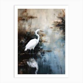 Egret In Lake Art Print