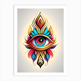 Wisdom, Symbol, Third Eye Tattoo 2 Art Print