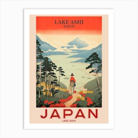 Lake Ashi, Visit Japan Vintage Travel Art 4 Poster Art Print