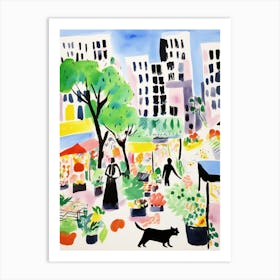 The Food Market In New York 1 Illustration Art Print