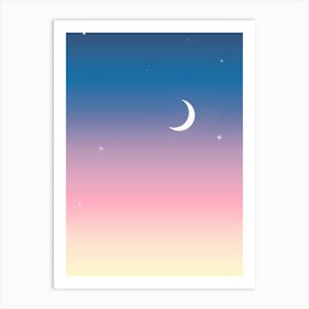 Fingernail Moon Shining in the Sunset Night Sky Art Print