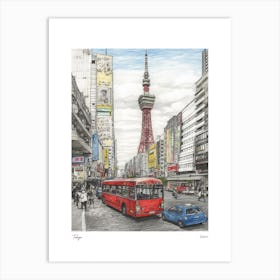 Tokyo Japan Drawing Pencil Style 1 Travel Poster Art Print