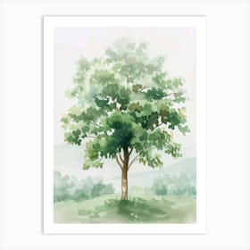 Paulownia Tree Atmospheric Watercolour Painting 4 Art Print