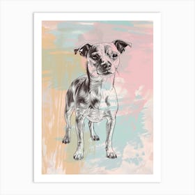 Terrier Dog Pastel Line Watercolour Illustration  1 Art Print