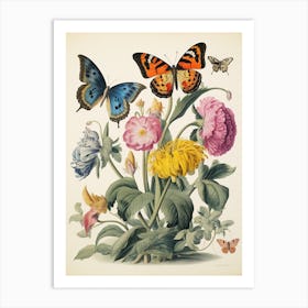 Maria Sibylla Merian Inspired Botanical Flower Print Art Print