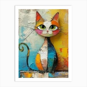 Colorful Cat Painting Art Print