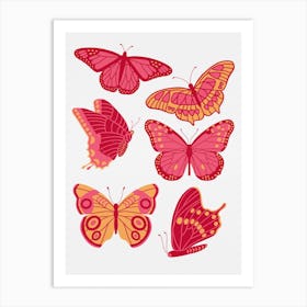 Texas Butterflies   Pink And Orange Art Print