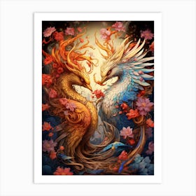 Dragon And Phoenix Illustration 12 Art Print