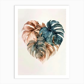 Heart Shaped Tropical Leaves Art Print