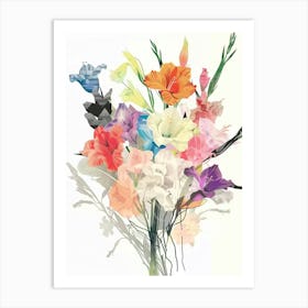 Gladiolus 1 Collage Flower Bouquet Art Print