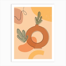 Vases, Leaves, Organic Shapes And Peaches Art Print