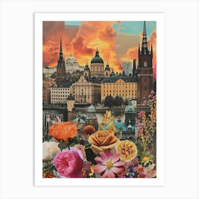 Stockholm   Floral Retro Collage Style 2 Art Print