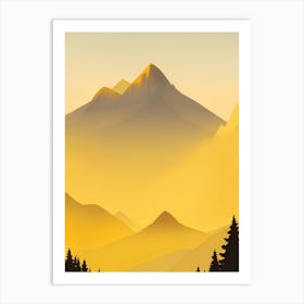 Misty Mountains Vertical Composition In Yellow Tone 35 Art Print