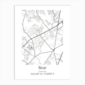 Bear,United States Minimalist Map 1 Art Print