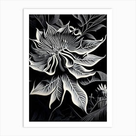 Passionflower Leaf Linocut 4 Art Print