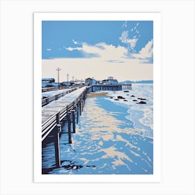 Linocut Of Broadstairs Beach Kent 1 Art Print
