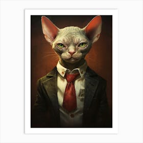 Gangster Cat Devon Rex Art Print