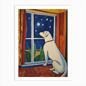 Dog Looking Out The Window Art Print