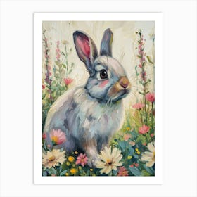 English Silver Rabbit Painting 1 Art Print