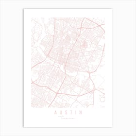 Austin Texas Light Pink Minimal Street Map Art Print