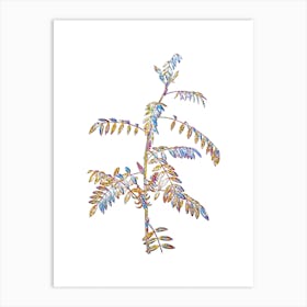 Stained Glass Flowering Indigo Plant Mosaic Botanical Illustration on White n.0230 Art Print