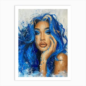 Blue Haired Woman 4 Art Print