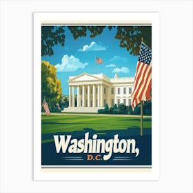 Aihrgdesign A Mid Century Modern Travel Poster For Washington DC Art Print