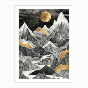 Mountains At Night Art Print