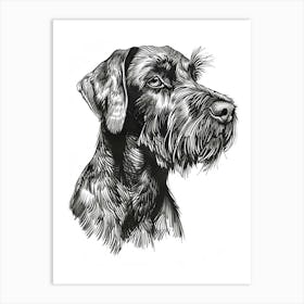 German Wirehaired Dog Line Sketch 3 Art Print