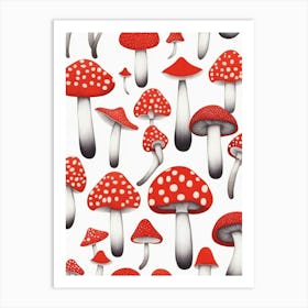 Mushroom - Red Art Print