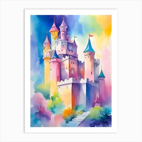 Watercolor Castle Painting 1 Art Print