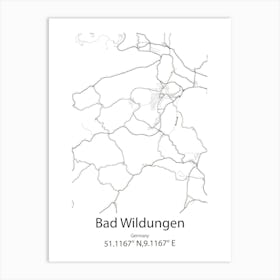 Bad Wildungen,Germany Minimalist Map Art Print