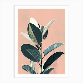 Rubber Plant Minimalist Illustration 3 Art Print