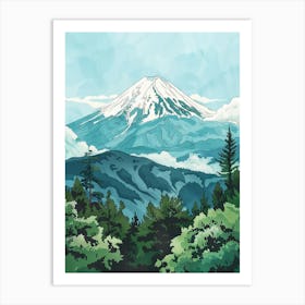 Mount Fuji Japan 11 Retro Illustration Art Print