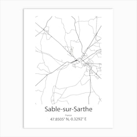 Sable Sur Sarthe,France Minimalist Map Art Print